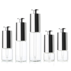 Glass Bottle with Mentalized T-shaped Push-button Pipette Cap